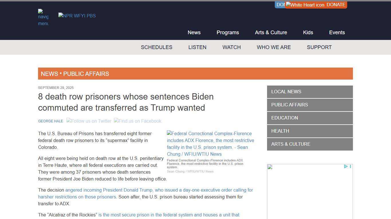 8 death row prisoners whose sentences Biden commuted are transferred as Trump wanted