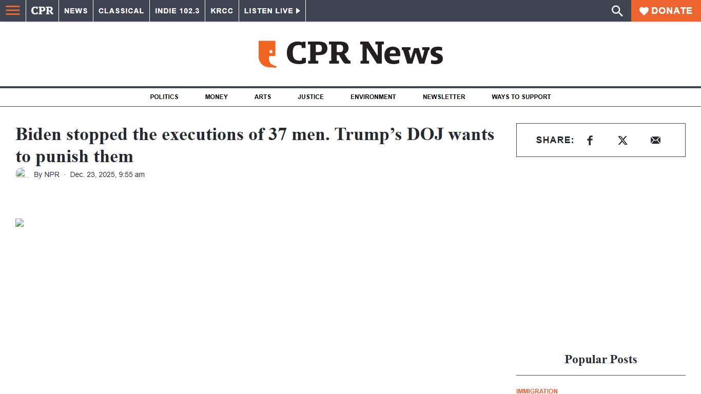 Biden stopped the executions of 37 men. Trump's DOJ wants to punish them