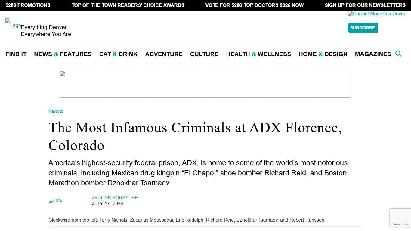 The Most Infamous Criminals at ADX Florence, Colorado - 5280